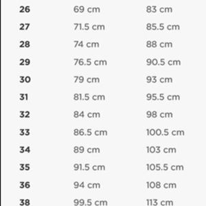 G star raw jeans size chart